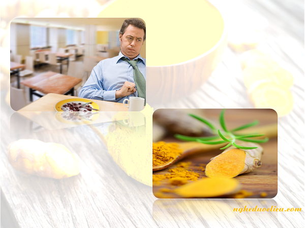 Cách uống tinh bột nghệ khi bị đầy hơi, ợ chua, ăn không tiêu.